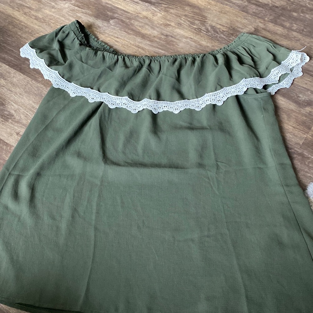 Olive green off shoulder top